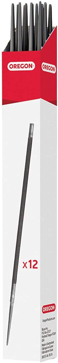 Oregon 5/32" (4.0 mm) Professional Chainsaw Chain Sharpening Round Files to Sharpen 1/4", 3/8" Low Profile Saw Chains, 12 Pack (70504)