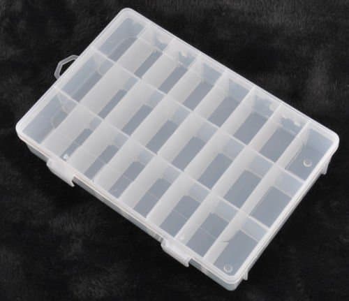 24 Slots Plastic Slots Jewelry Adjustable Tool Box Case Craft Organizer Storage