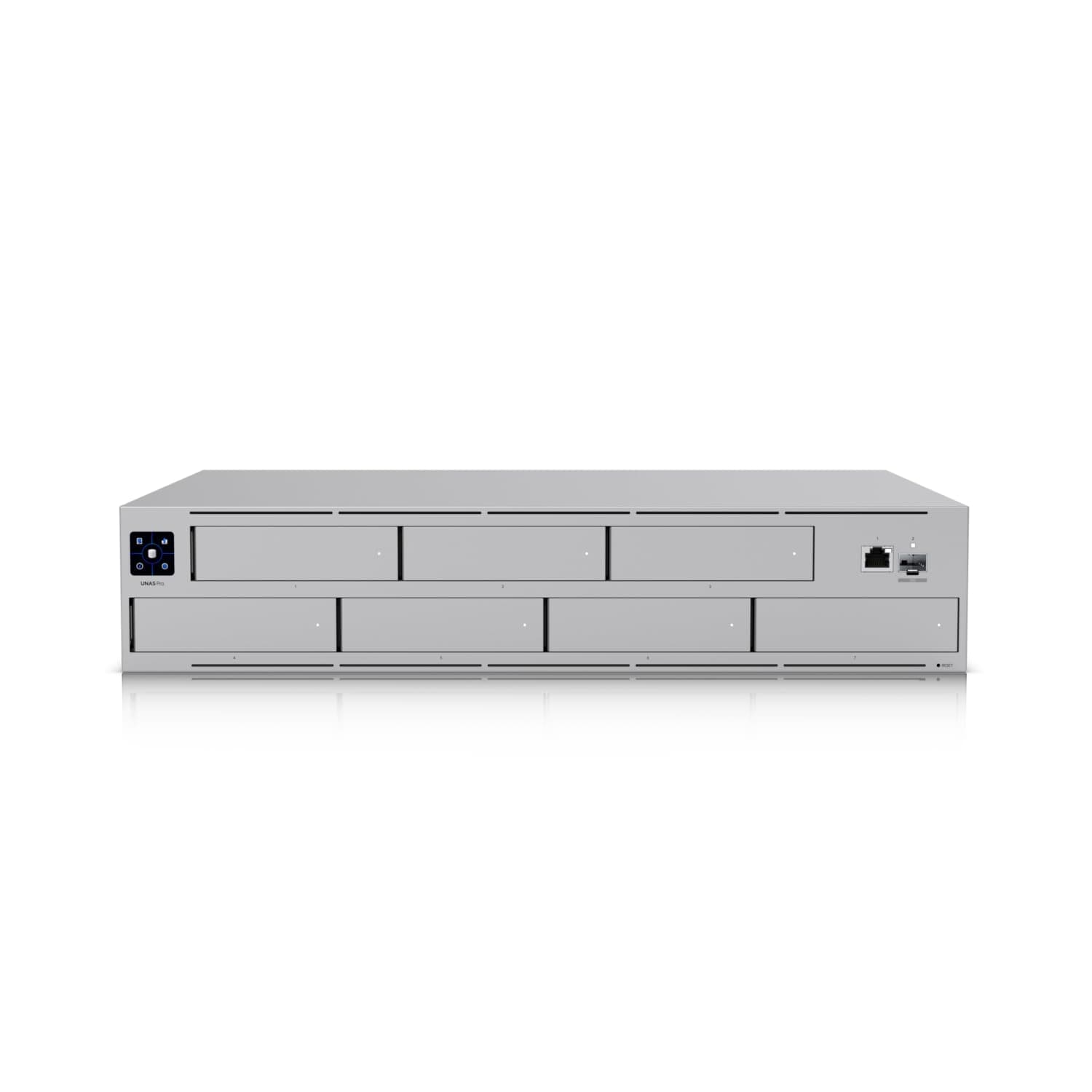 Unifi Network Attached Storage Pro (UNAS-PRO) | 7 bays | 2U Rack-Mount NAS | Supports 2.5" & 3.5" drives, Spinning & SSDs | 10 Gbps - Silver