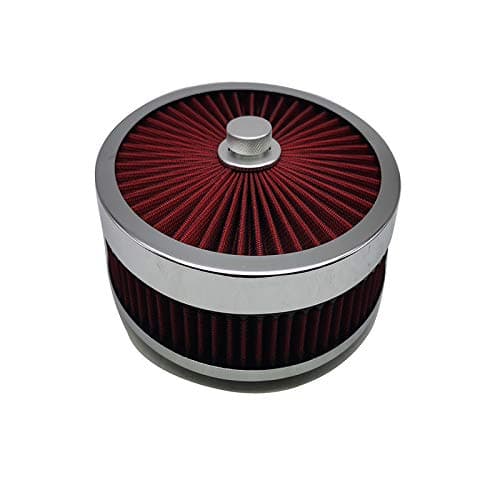 9" x 2" Chrome Full Flow Washable Reusable Air Cleaner Red