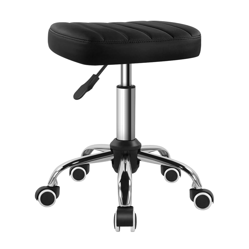BFTOU Black Minimalist Square Swivel Stool with Wheel Perfect for Work SPA Sh...