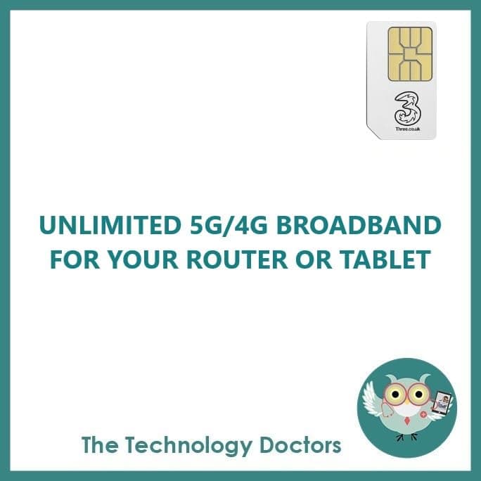 Unlimited Three 5G/4G Data SIM - NO speed caps, fastest available 5G/4G speeds