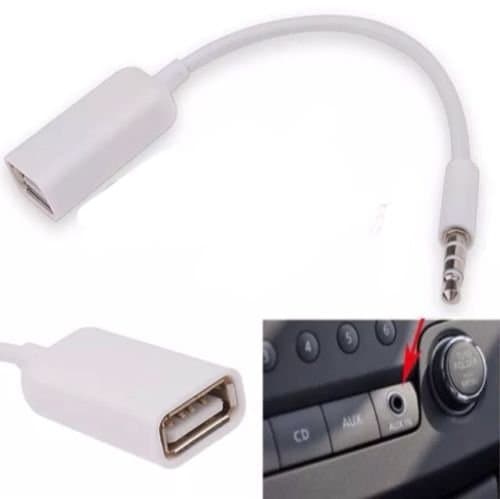 White Male Plug Jack 3.5mm To USB 2.0 Female AUX Audio Adapter Converter Cable