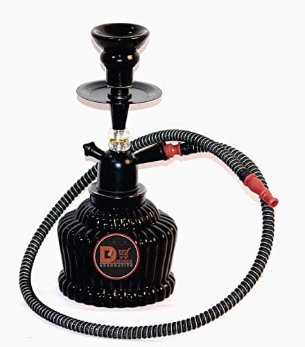 Designer Decorative Glass Hookah Pot (Black)