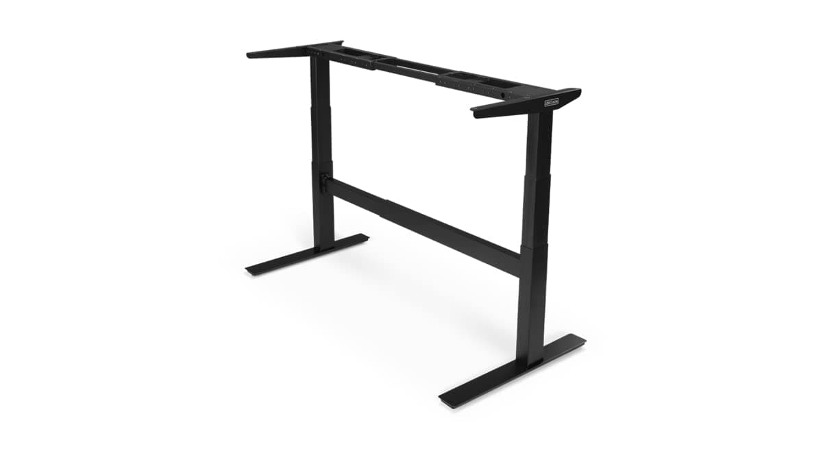 UPLIFTDESK 2-Leg V2-Commercial C-Frame Height Adjustable Standing Desk Frame (Black), No Desktop, Advanced Memory Keypad, Free Wire Tray