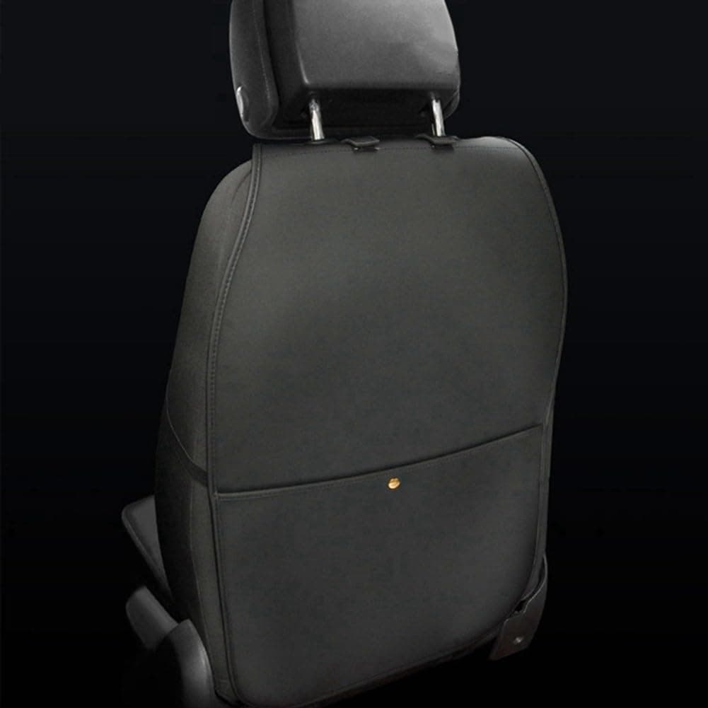 HCMAX 2 Pack Premium Kick Mat Car Seat Back Protector Waterproof Easy to Clean Multifunctional Organizer Storage Bag Travel Accessory PU Leather Black