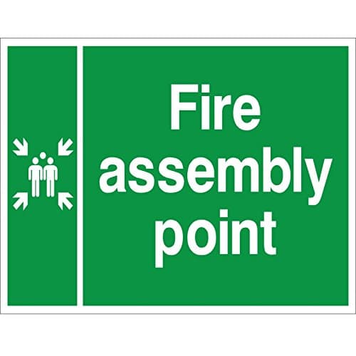 Fire Assembly Point Sign 200mm x 150mm - Rigid Plastic (FE.10W-RP)