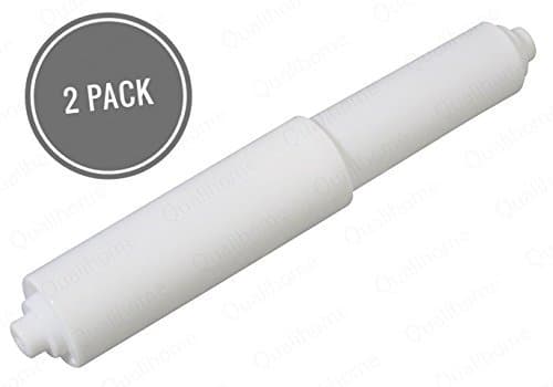Qualihome Universal Plastic Spring Loaded Toilet Paper Roll Holder Replacement, White, 2 Pack
