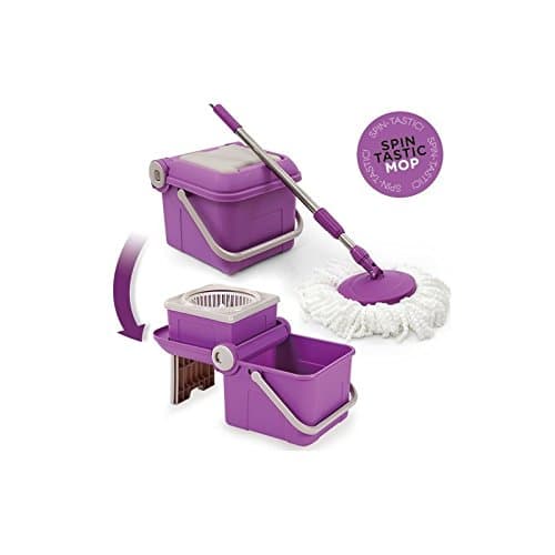 Omnidomo SpinTastic Rotating Mop with Bucket and Folding Handle, Microfibre Refill, Purple, 32 x 30 x 53cm