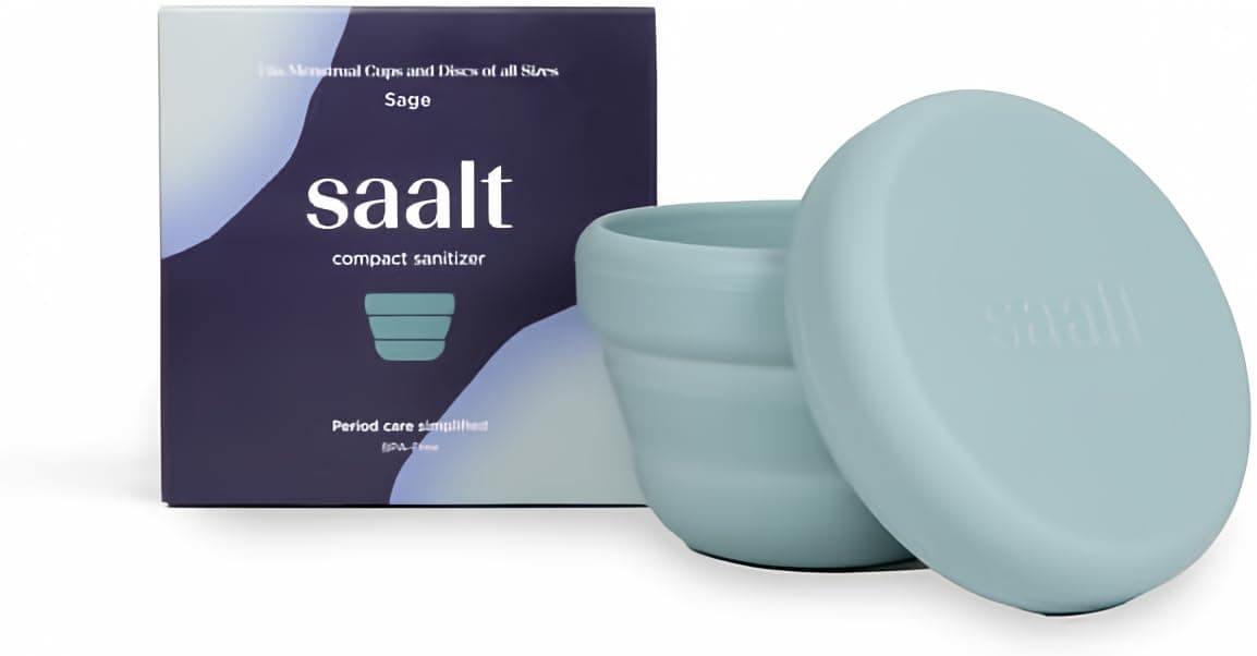 Saalt Compact Sanitizer - Easy Sanitization for Menstrual Cup Or Menstrual Disc - Microwavable - Reusable - Good for Camping, Dorms, or Office