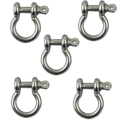 Stainless Steel 3/16 Bow Shackle 5 Pack