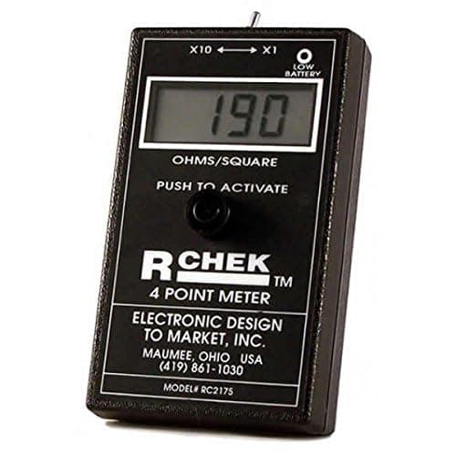 EDTM R-CHEK (RC2175) Portable Handheld Surface Resistivity Meter with LCD Display - Four-Point Sheet Resistance Tester (0-19990 ohms/sq) - Ideal for Conductive Coating Verification, Made in USA