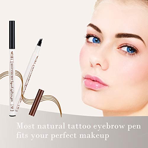 Eyebrow Tattoo Pen, Microblading Eyebrow Pencil, with a Micro-Fork Tip Applicator, Create Natural Looking Eyebrows, Easy to Use and Stays All Day (Black)
