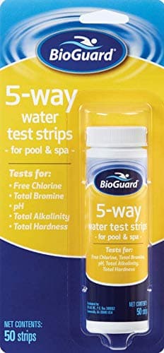 5-in-1 Pool Test Strips, 50 Strips, Quick & Easy Testing for Crystal Clear Water: Bromine, Chlorine, pH, Alkalinity, & Hardness