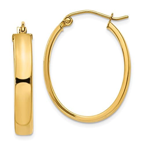 14k Solid Gold Lightweight Oval Hoop Earrings - 1711A