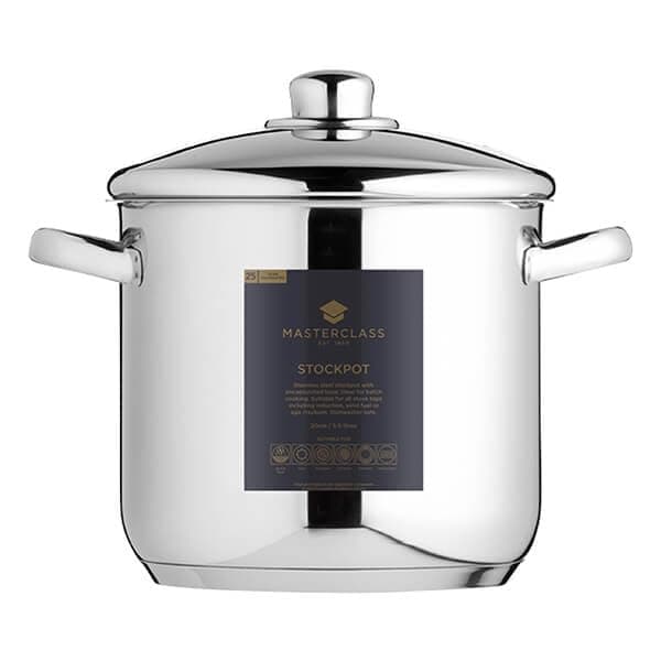 Stock Pot With Lid 8.5L/24cm, Induction-Safe, Stainless Steel, Silver