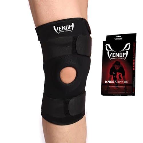 Venom Knee Brace Neoprene Open Patella Compression Sleeve - Elastic Support & Adjustable Straps, Meniscus Tear, Arthritis Pain, ACL, Basketball, Soccer, Athletics, Running, Sports, Men, Women