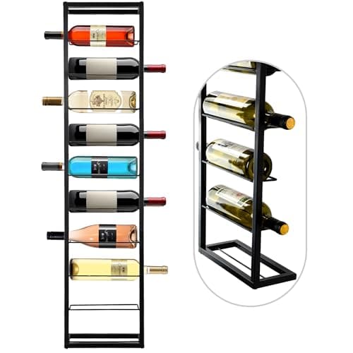 FLstudio Heavy-Duty Wall Mounted Wine Rack for 10 Bottles - Rust-Resistant Metal Storage Holds Large Champagne & Wine Bottles - Space-Saving Home Bar Solution
