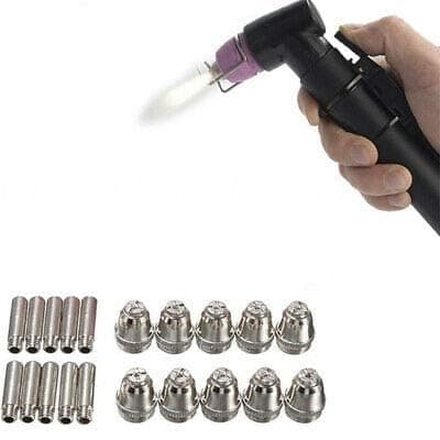 TECHNO TRONICS 10 Pieces Cut 60 AG 60 Plasma Cutting Consumable Cutter Torch Nozzle Electrode (Nozzle(10) + Electrode (10)), Suitable for Cut 60 Air Plasma Cutter Torch