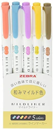 Zebra MILD Liner Double Sided Highlighter Refined Color 5 Set (WKT7-5C-RC) 2 Set