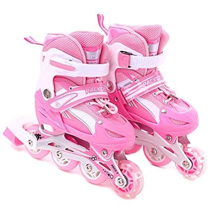 Veera 731 Adjustable Inline Skates, 70mm Wheels (Size-Small) (Pink)