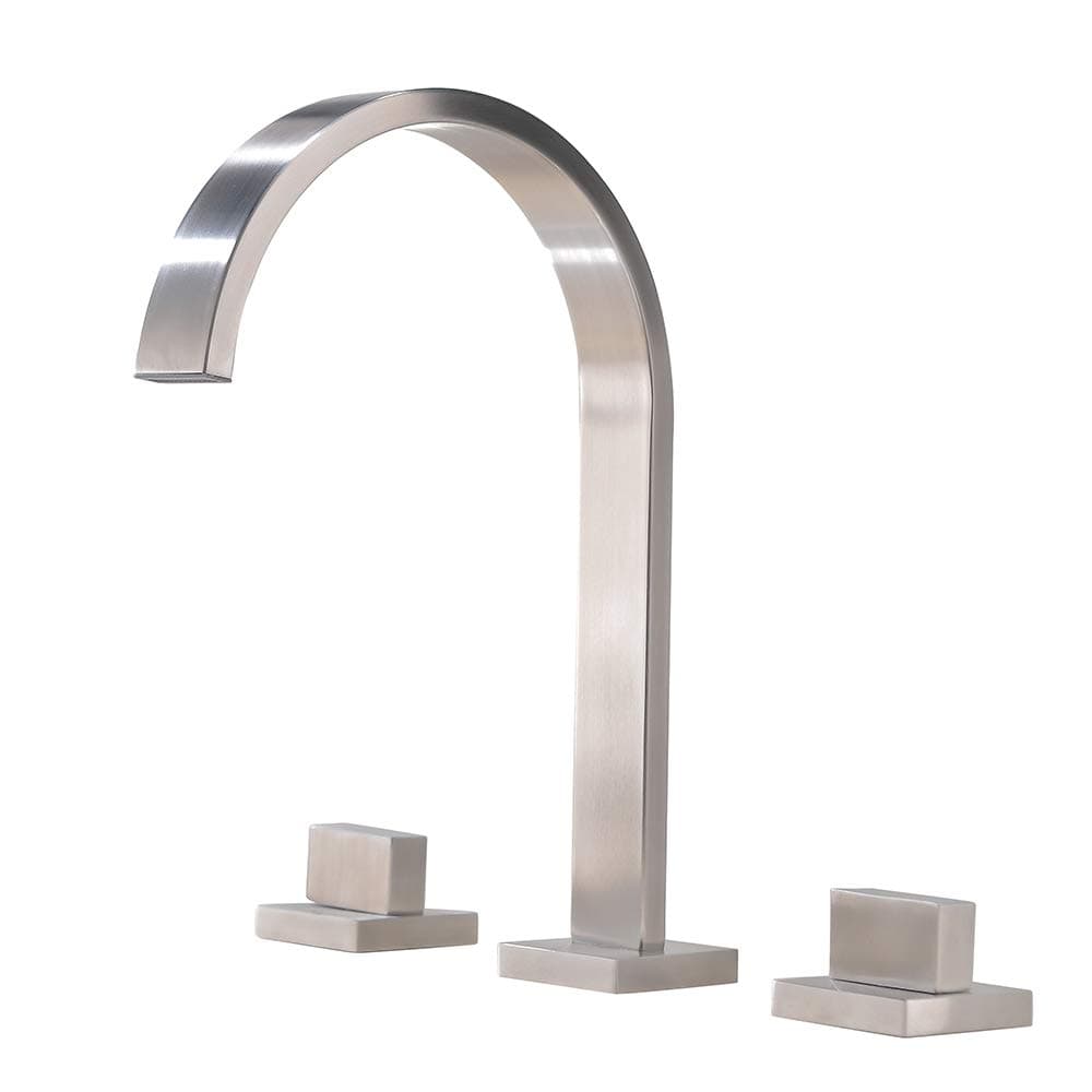 VAPSINT Modern Three Holes Two Handle Brushed Nickel Waterfall Widespread Bathroom Sink Faucet, Basin Vanity Sink Faucets