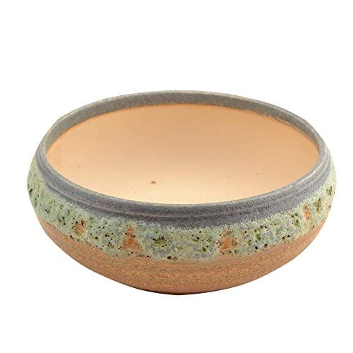 COOLSKY 6.89" Green Glazed Succulent Cactus Planter Round Ceramic Decorative Flower Pots