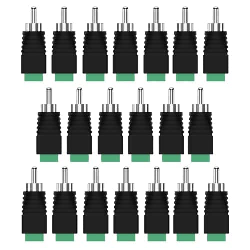 TECH-X RCA Plugs for Speaker Wire, AV Screw Terminal Connector, Phono Male Plug Solderless Converter Audio/Video Speaker Wire Connectors Adapter (Pack of 20) - Black