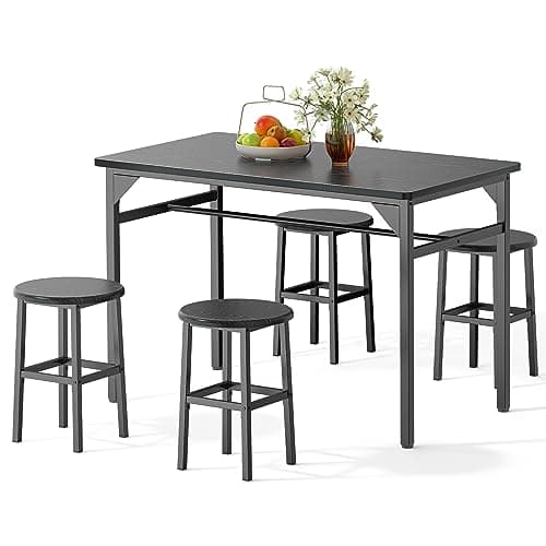 Qsun 5-Piece Dining Table and Chairs Set for 4, Kitchen Table Set for Kitchen, Dining Room, Breakfast Nook and Home Bar, Dining Table Set for Small Apartment, Black