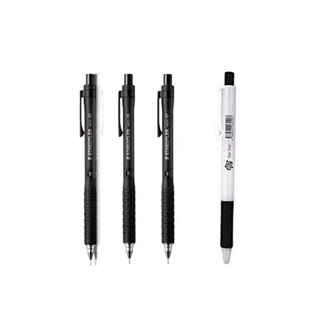 Staedtler Mars Drafting Mechanical Pencils 3 pk, 0.3, 0.5, & 0.7mm widths + DaiDai Original ballpoint pen Made from Zebra