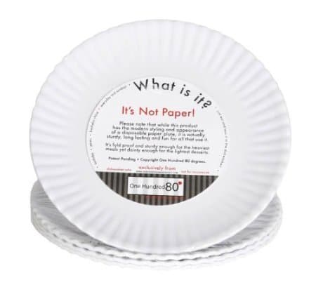 180 Degrees What is It? Melamine Reusable Large Dinner Plates, 28 cm, Set of 4, White