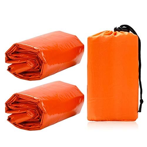 EXTSUD Emergency Sleeping Bag, 2 Pcs PE Survival Sleeping Bag 90 * 210 cm Bivy Bag, Used as Emergency Space Blanket, Lightweight Sleeping Bag, Waterproof Survival Gear for Outdoor, Hiking, Camping