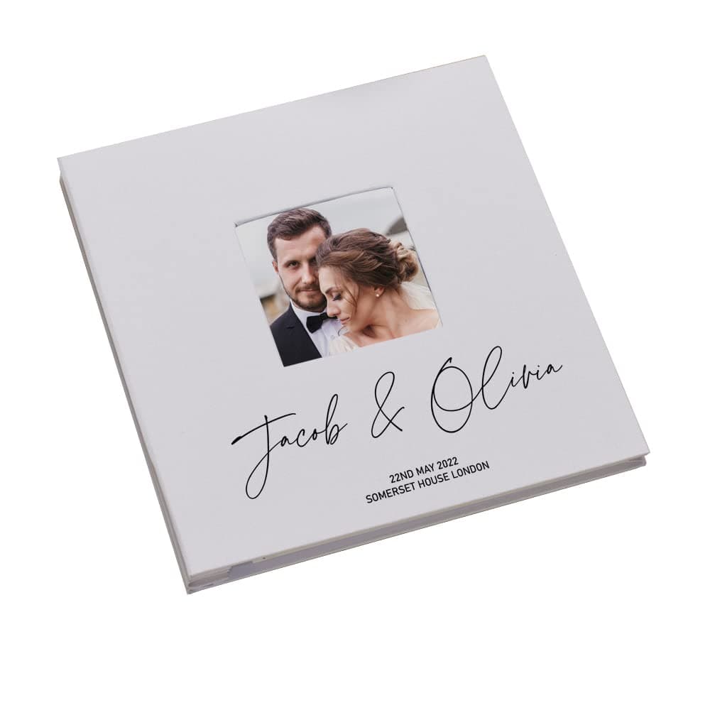 Personalised Modern Script Large Linen Wedding Photo Album