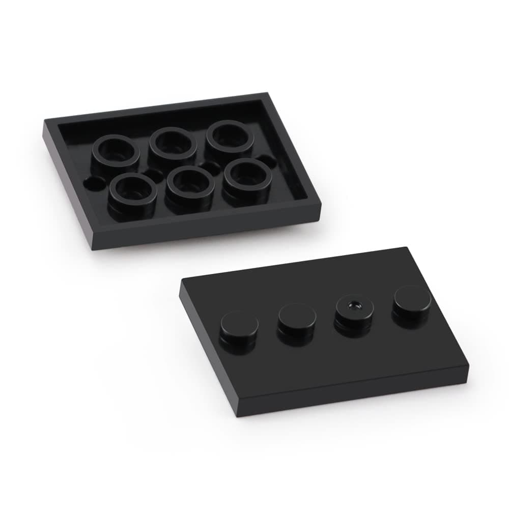 Feleph 60pcs Plates Parts Tile Modified 3x4 with 4 Studs in Center Black Compatible with Figure Display Base Collector Series Pack Set 88646
