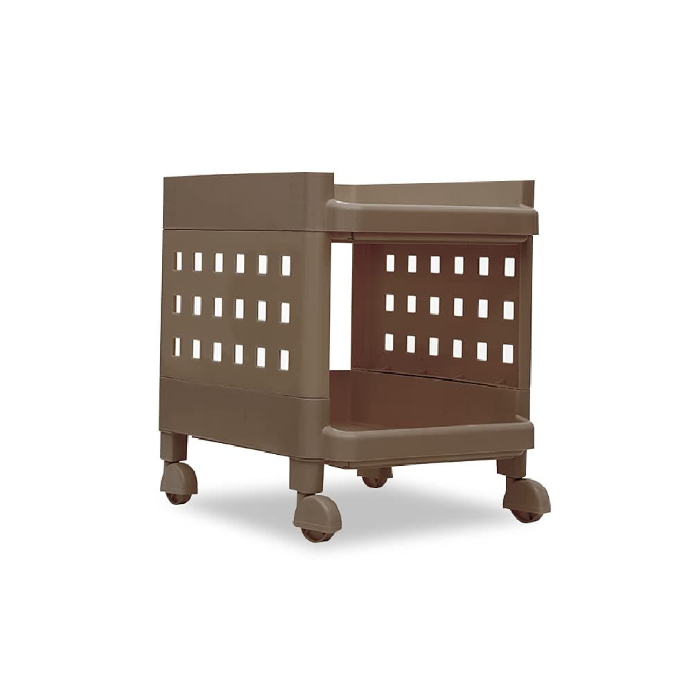 Selvel Multi Purpose Plastic Rack 2 Shelfs 2-Layers Fruits Vegetable Storage Household Office Stand Unbreakable Plastic (2 Rack, Bucket Brown) Unbreakable & Durable Design, Space-Saving Utility Stand