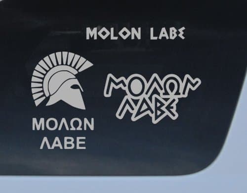 GET 3 decals Molon Labe come and take them Silver vinyl spartan moaon aabe pro 2nd amendment it Car Auto Window Sticker