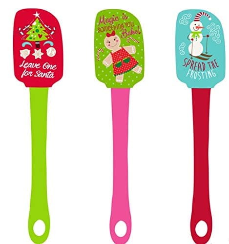 Christmas Spatulas 3 Pack - Stocking Stuffers, Cooking, Gifts, Kitchen Tools (Red Green Blue)