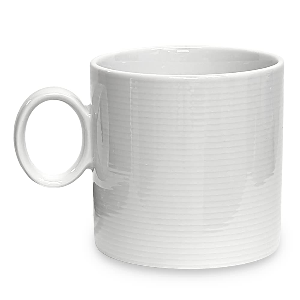 Thomas Loft White Mug – Modern Coffee Cup Made of Porcelain – Unique Design with Concentric Lines – 10 oz