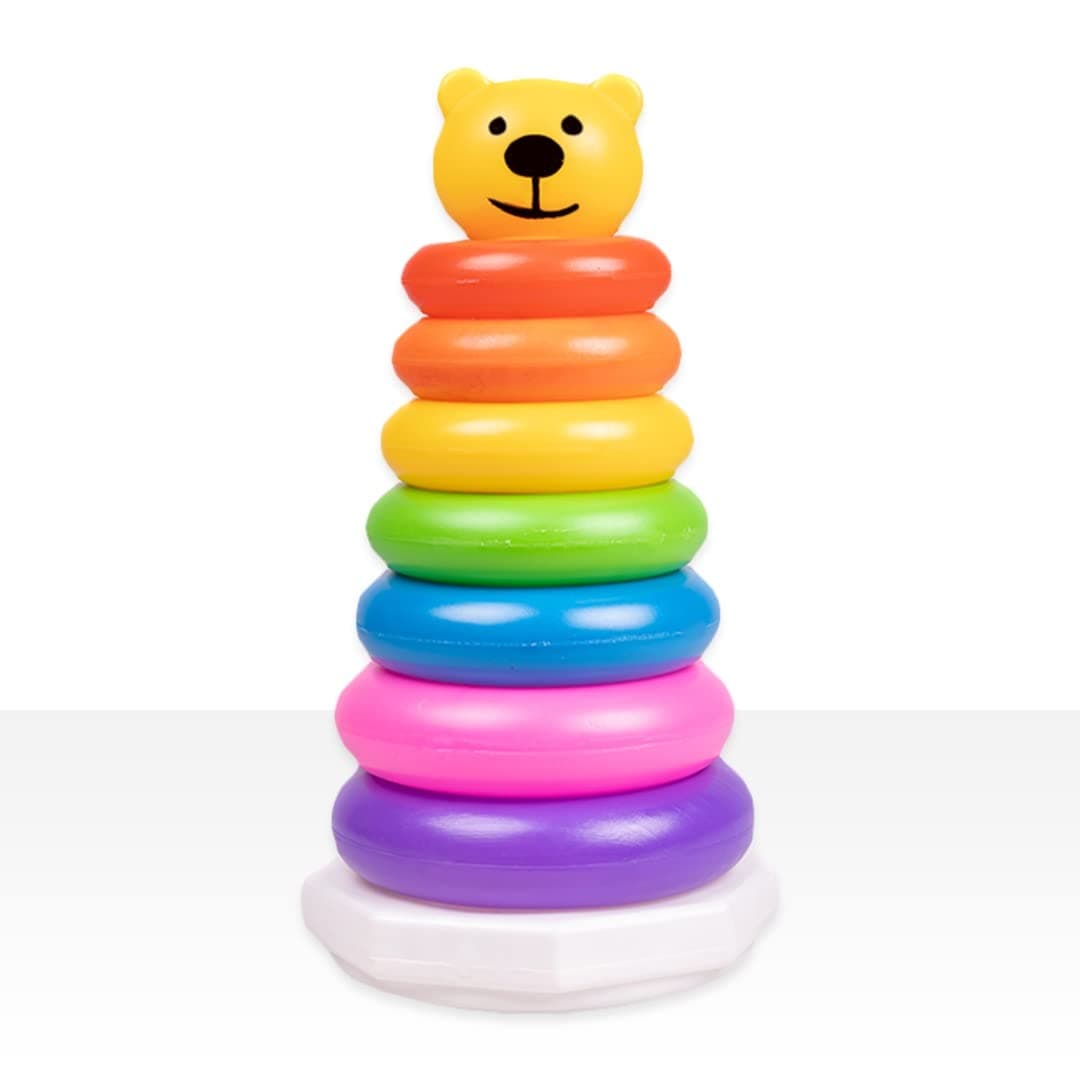 Stack Colouring Teddy Rings - 7 Rings (Multi)
