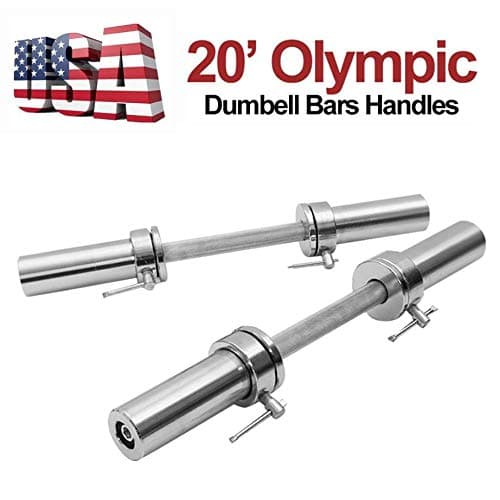 Olympic Dumbbell Handles Pair—20 Inch Loadable Dumbbell Bar for 2" Olympic Weight Plates, Holds 150 lbs with 4 Rotating Sleeves, Ideal for Home Gym Strength Training