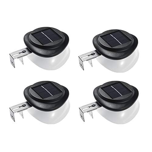 4 Pack Outdoor Solar LED Lights Waterproof Security Lamps for Eaves Fence Landscape Pathway Deck Steps, Warm White