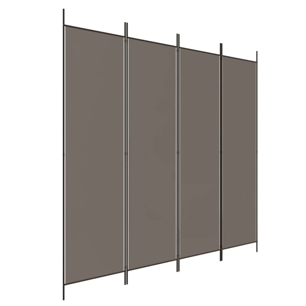 vidaXL 4-Panel Room Divider Folding Privacy Protection Screen Room Separator Paravent Wall Partition Panel Screen Anthracite 200x200 cm Fabric