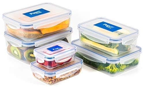 Popit! Large Airtight Food Storage Containers - 12 Piece Set, Stackable, Bpa Free Plastic, 100% Leak Proof - Microwave, Freezer & Dishwasher Safe - The Stackit! Set Clear