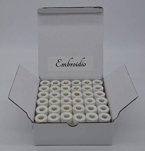 144 Prewound Style A, Class 15 or 156, 60wt (60S/2), Polyester White Bobbins for Most Babylock, Bernina, Brother, Janome, Kenmore, and Singer Embroidery Machines from Embroidio