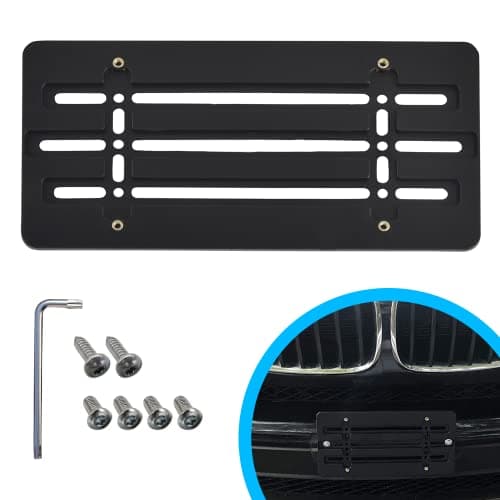 - Front Bumper License Plate Bracket for BMW 2000-2026, Plate Holder Set w 6 Unique Screw Bolts & Wrench Kit, License Tag Mounting Kit, Quality Plate Holders, Premium Car & Truck Accessories