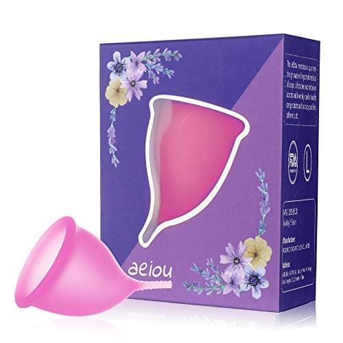 Menstrual Cup Reusable Period Cup with Long Stem Ideal for Beginner Size (Pink, Large)