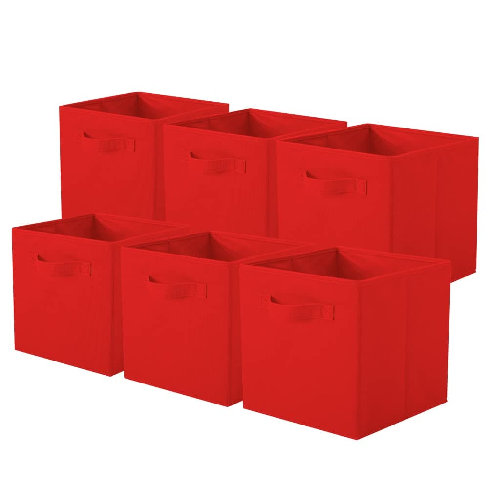 ShellKingdom Storage Bins, Foldable Fabric Storage Cubes and Cloth Storage Organizer Drawer for Closet and Toys Storage, 6 Pack (Red)