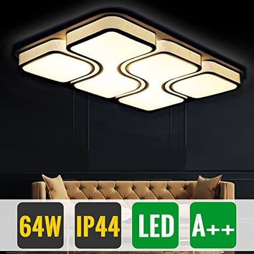 HG® LED Ceiling Light/Living Room Design Lighting Wall Light Schwarz-Shell Dimmbar Quadrat (Black Shell: 64w Warm White Rectangle)