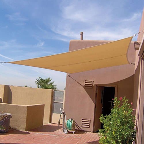 Square Beige Sun Shade Sail 6*6 Meter Material Polyethylene UV Protection Portable for Park Beach Patio Swimming Pool Spa Shading Sunscreen Top Overhead Cover