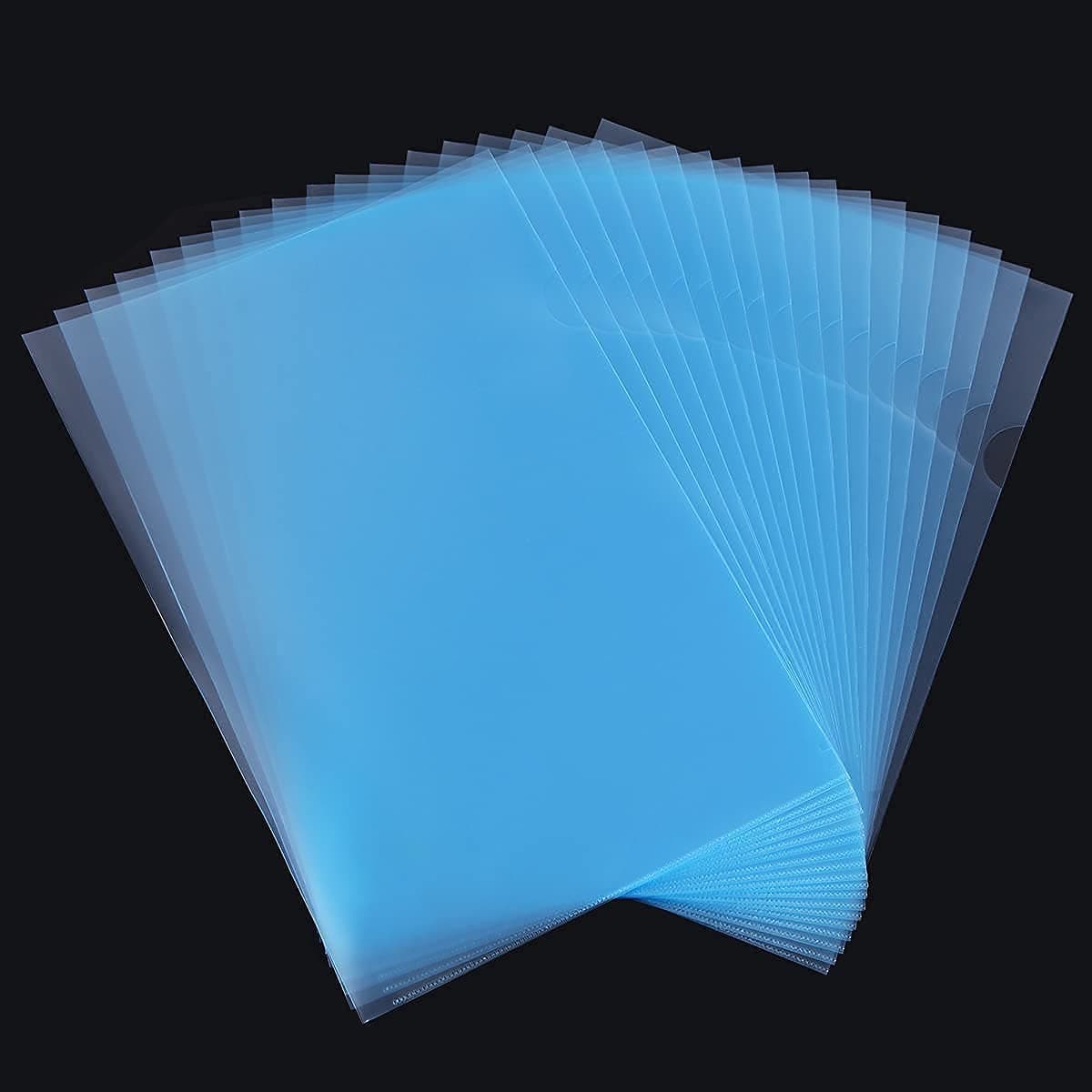 A4 Cut Flush Folder (Pack of 30, 180 Micron PP) Clear Open Top & Side Plastic Folders A4 Transparent File Pocket Project Report Covers Sheet Protector for School Office, Blue